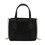 Square Rhinestone Chain Bucket Handbag for Women Evening Clutch