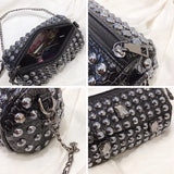 Rivet Women Messenger Bag with Chain Shoulder, Punk Style Crossbody Purse