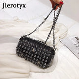 Rivet Women Messenger Bag with Chain Shoulder, Punk Style Crossbody Purse