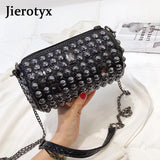 Rivet Women Messenger Bag with Chain Shoulder, Punk Style Crossbody Purse