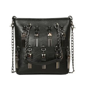 Retro Rivet Tassel Shoulder Bag for Women Chain Small Bag