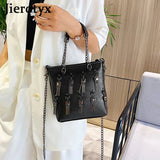 Retro Rivet Tassel Shoulder Bag for Women Chain Small Bag