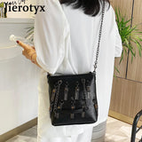Retro Rivet Tassel Shoulder Bag for Women Chain Small Bag