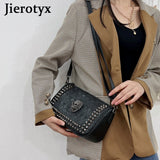 Studded Skull Crossbody Bag Vegan Leather Shoulder Bag