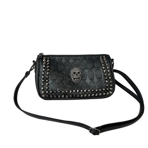 Studded Skull Crossbody Bag Vegan Leather Shoulder Bag