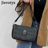 Studded Skull Crossbody Bag Vegan Leather Shoulder Bag