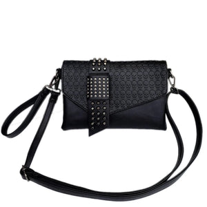 Vintage Skull Print Womens Handbags Flap Shoulder Bag Punk Rivet Lady Bags