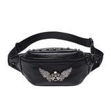 Vintage Skull Rivet Fanny Pack Waist Bag Brown