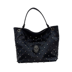 Skull Handbag Gothic Rivet Punk Shoulder Bag PU Leather Crossbody Purse