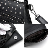 Women Rivet Tote Leather Messenger Bag Crossbody Handbags Punk