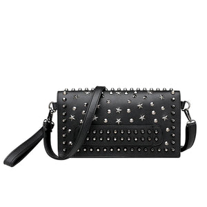 Women Rivet Tote Leather Messenger Bag Crossbody Handbags Punk