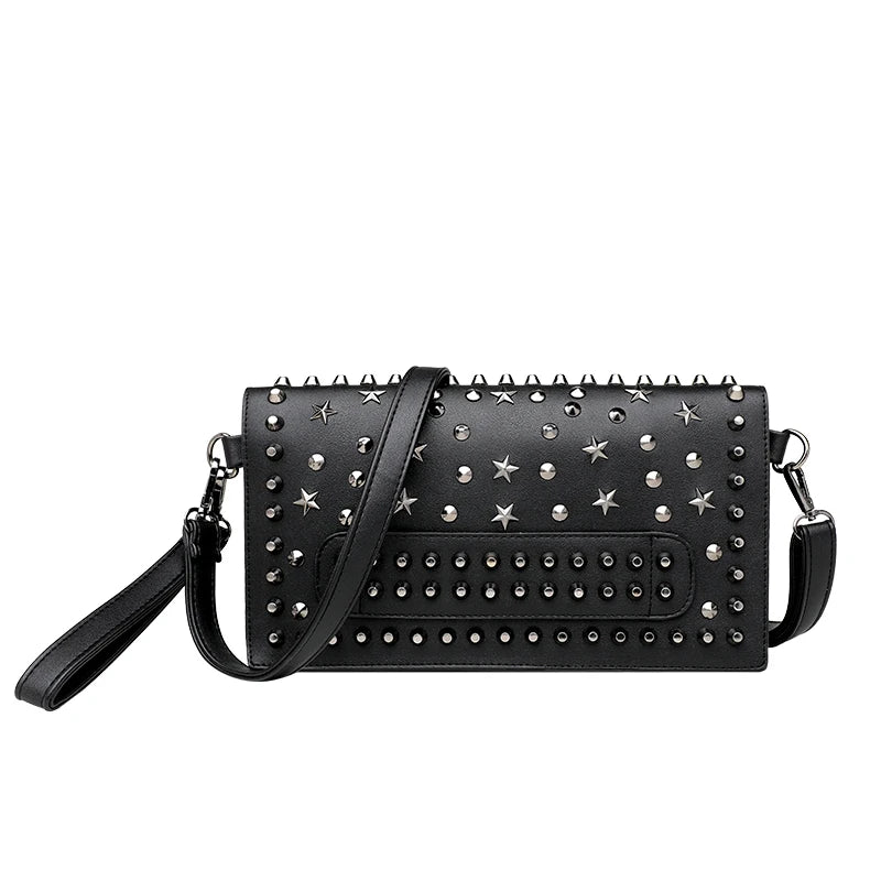 Women Rivet Tote Leather Messenger Bag Crossbody Handbags Punk