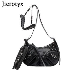 Women Shoulder Bag Tote Top Handle Handbag Pu Leather Gothic