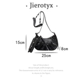 Women Shoulder Bag Tote Top Handle Handbag Pu Leather Gothic
