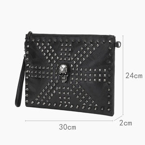 JIETOTYX Skull Cosmetic Bag Rivet Shoulder Bags Toiletry Pencil Case