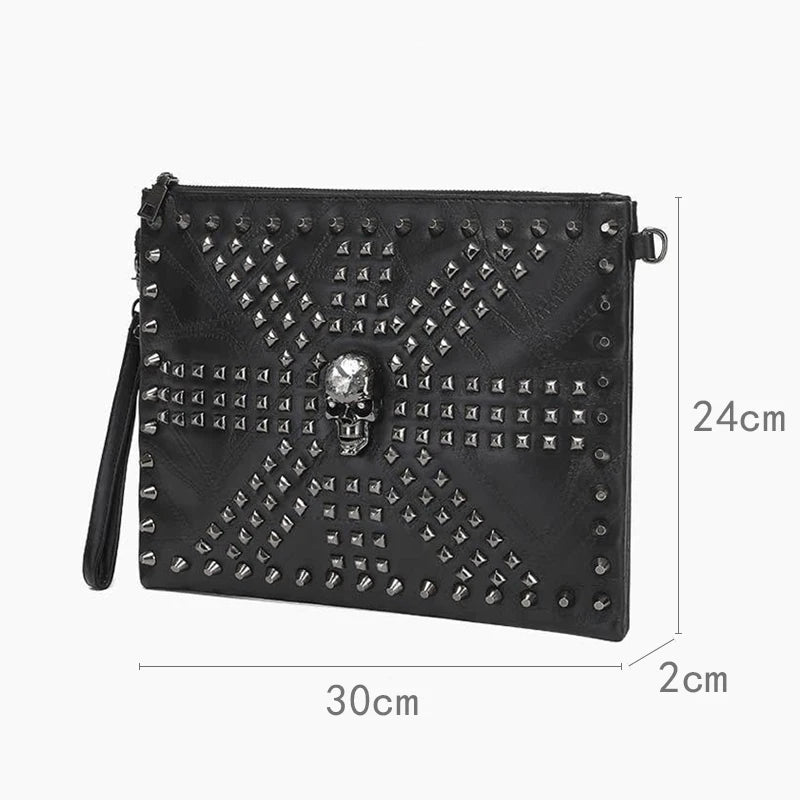 JIETOTYX Skull Cosmetic Bag Rivet Shoulder Bags Toiletry Pencil Case