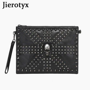 JIETOTYX Skull Cosmetic Bag Rivet Shoulder Bags Toiletry Pencil Case