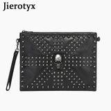 JIETOTYX Skull Cosmetic Bag Rivet Shoulder Bags Toiletry Pencil Case