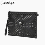 JIETOTYX Skull Cosmetic Bag Rivet Shoulder Bags Toiletry Pencil Case