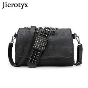 JIETOTYX Rivet Messenger Bags Women Skull Punk Bag Vintage Gothic Shoulder Bag