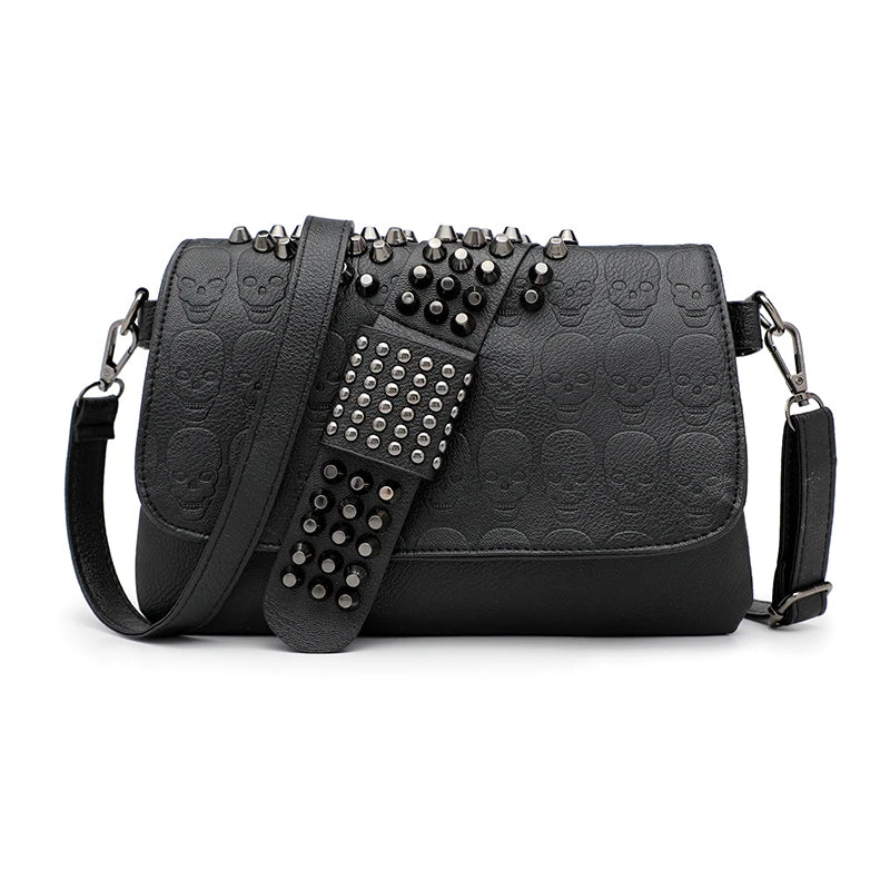 JIETOTYX Rivet Messenger Bags Women Skull Punk Bag Vintage Gothic Shoulder Bag