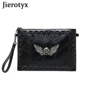 JIETOTYX Skull Purse Gothic Wristlet Wallet for Women Zipper Purse Handbag