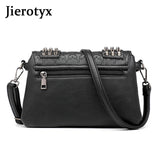 JIETOTYX Women Leather Messenger Bags Single Skull Rivet Shoulder Bags