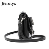 JIETOTYX Women Leather Messenger Bags Single Skull Rivet Shoulder Bags