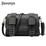 JIETOTYX Women Leather Messenger Bags Single Skull Rivet Shoulder Bags