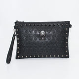 Punk Skull Rivet Clutch Handbag with Shoulder Strap