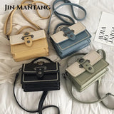 Women Square Tote Bag Contrast PU Leather Handbags