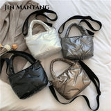 Women Down Bucket Bags Totes Space Cotton Handbag Crossbody Bags