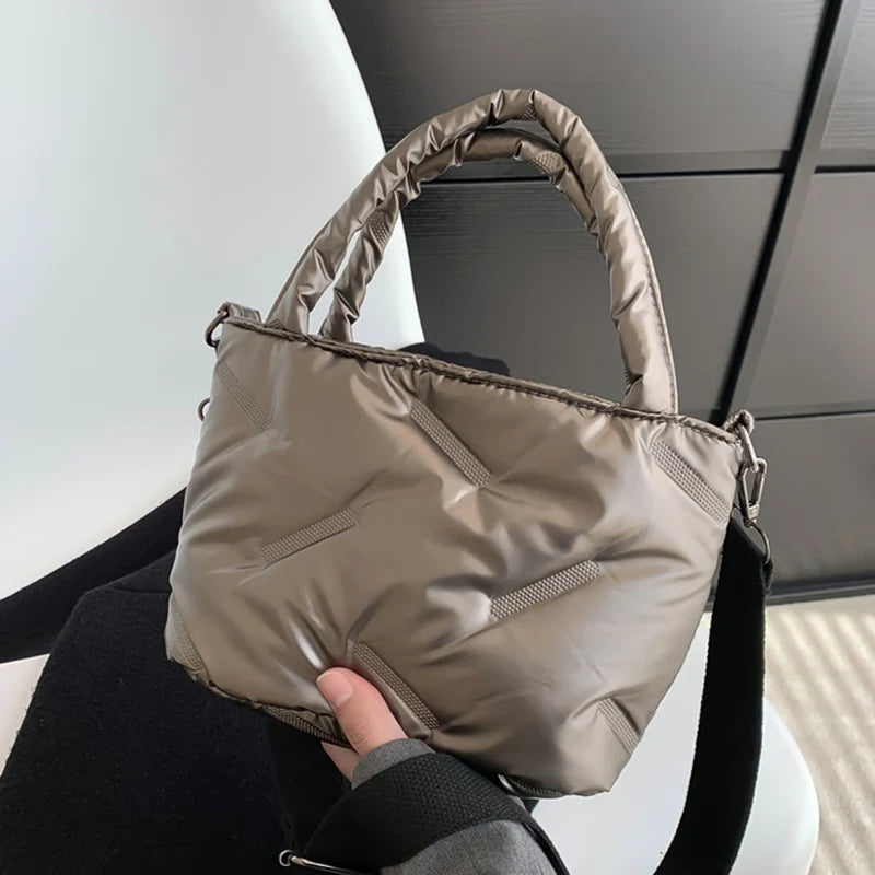 Women Down Bucket Bags Totes Space Cotton Handbag Crossbody Bags