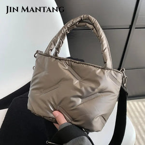 Women Down Bucket Bags Totes Space Cotton Handbag Crossbody Bags