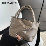 Women Down Bucket Bags Totes Space Cotton Handbag Crossbody Bags