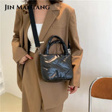 Women Down Bucket Bags Totes Space Cotton Handbag Crossbody Bags