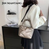 Women Down Bucket Bags Totes Space Cotton Handbag Crossbody Bags