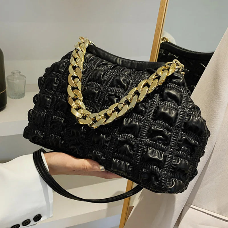 Women Acrylic Chain Handbags Prom Fold Shoulder Bag