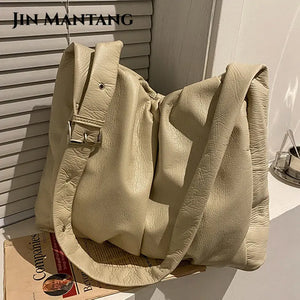 Women Shoulder Bags Soft PU Leather Handbag Casual Lady Totes Large Capacity