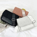 Plush Messenger Bag Winter Wool Crossbody Handbag for Women