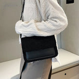Plush Messenger Bag Winter Wool Crossbody Handbag for Women