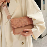 Plush Messenger Bag Winter Wool Crossbody Handbag for Women