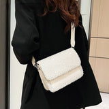Plush Messenger Bag Winter Wool Crossbody Handbag for Women