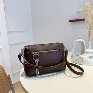 Women's Zipper Tote Bag PU Leather Shoulder Handbag