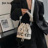 Plush Small Bucket Bag Women Soft Top Handle Tote Crossbody Bag