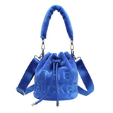 Plush Small Bucket Bag Women Soft Top Handle Tote Crossbody Bag