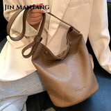 Soft Leather Bucket Crossbody Bag Winter Shoulder Side Bag Handbags