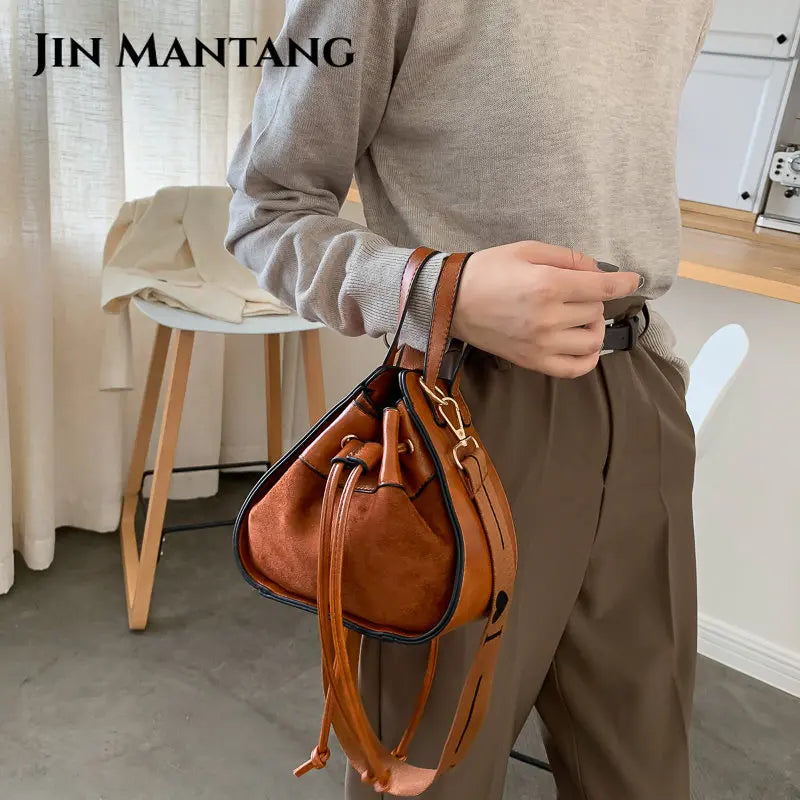 Vintage Matte Shoulder Crossbody Bag Women's Triangle Handbag
