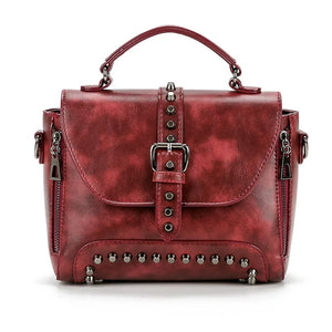 Matte PU Rivet Messenger Shoulder Bag Crossbody Satchel