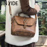 Matte PU Rivet Messenger Shoulder Bag Crossbody Satchel